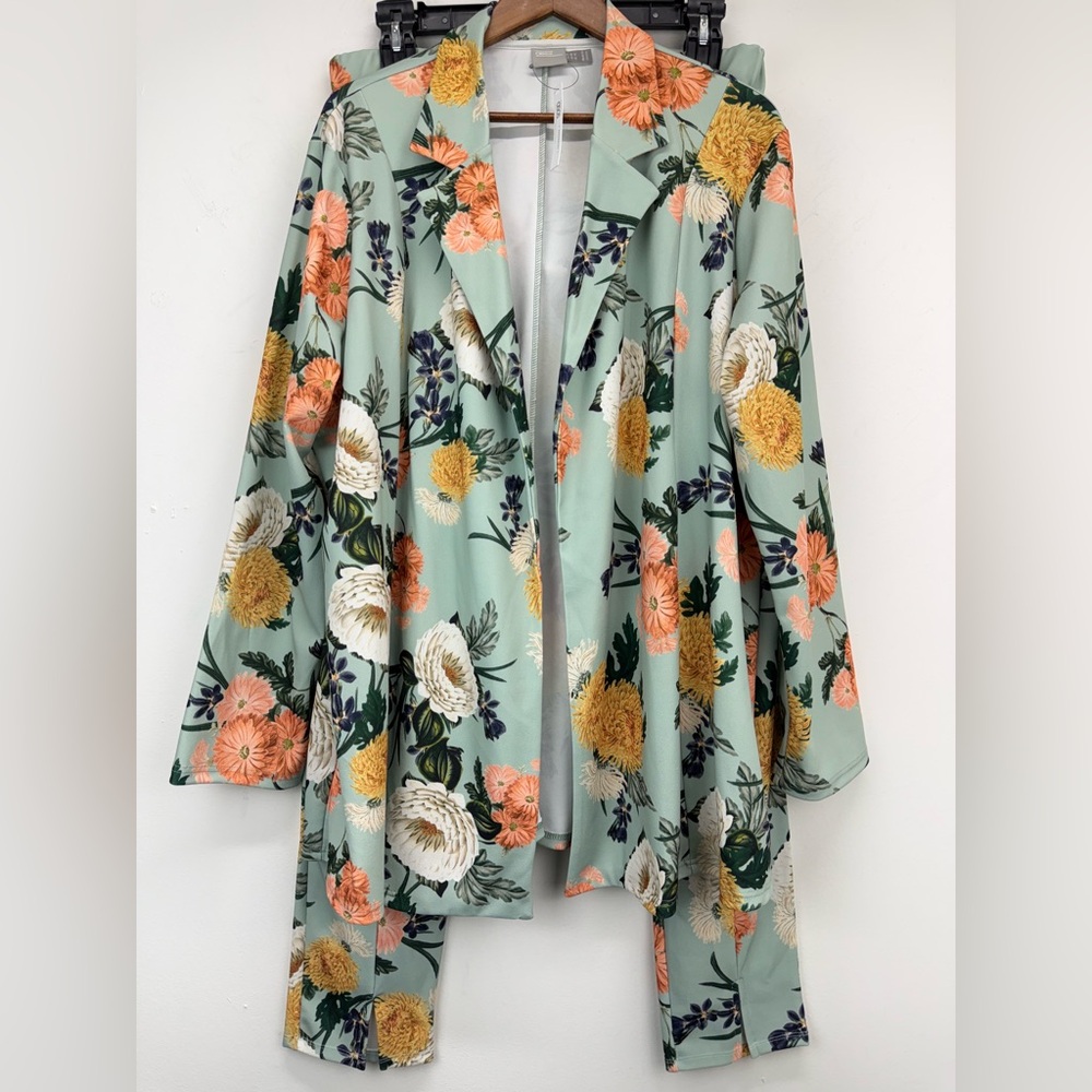 ASOS Maternity size 16 Green Floral Blazer Jacket & Pant 2 Piece Set